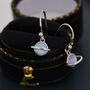 Little Simulated Moonstone Planet Drop Hook Earrings, thumbnail 5 of 10