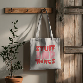 Stuff And Things Tote Bag, Cotton Shoulder Bag, 3 of 4