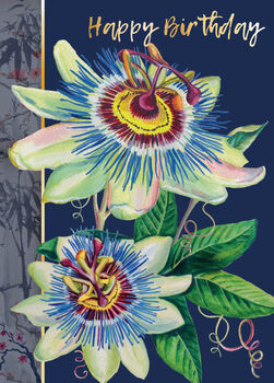 Happy Birthday Vibrant Passion Flower Card, 2 of 3