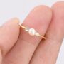 Sterling Silver Genuine Freshwater Pearl And Cz Ring, thumbnail 5 of 12