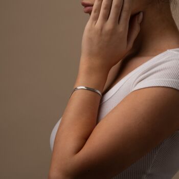 Womens Silver Herringbone Bracelet, 4 of 8