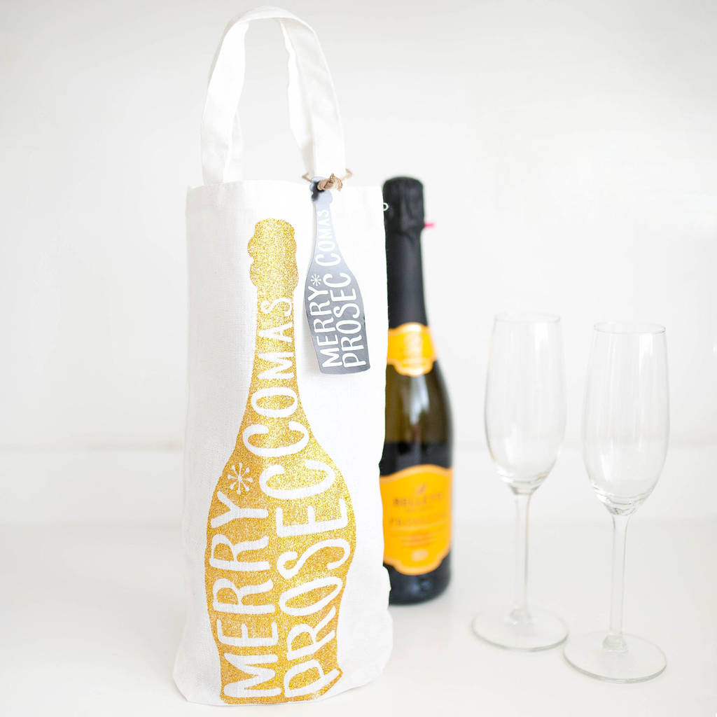 Merry Prosec as Christmas Prosecco Bottle Gift Bag