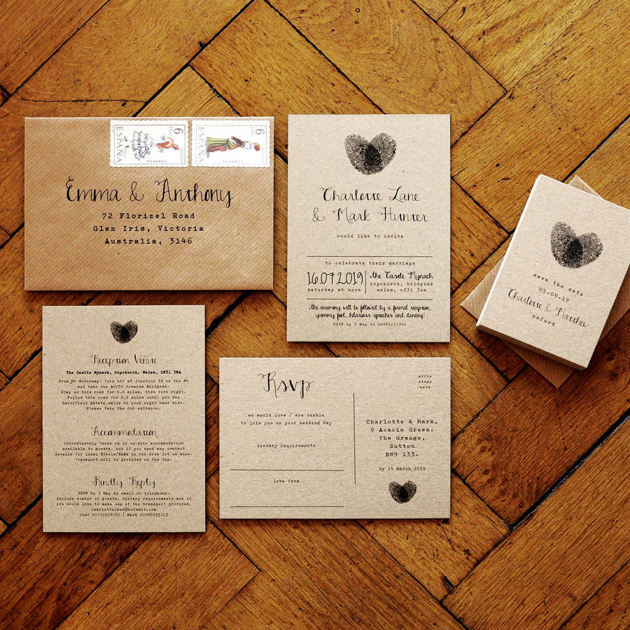 Fingerprint And Calligraphy Wedding Invitation Suite, 1 of 10