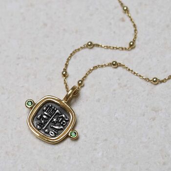 Gold Plated Sterling Silver Hieroglyphics Square Necklace, 3 of 11