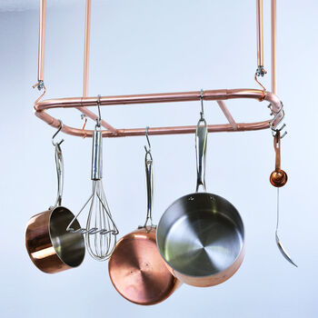 Curved Copper Hanging Pot And Pan Rack, 2 of 2