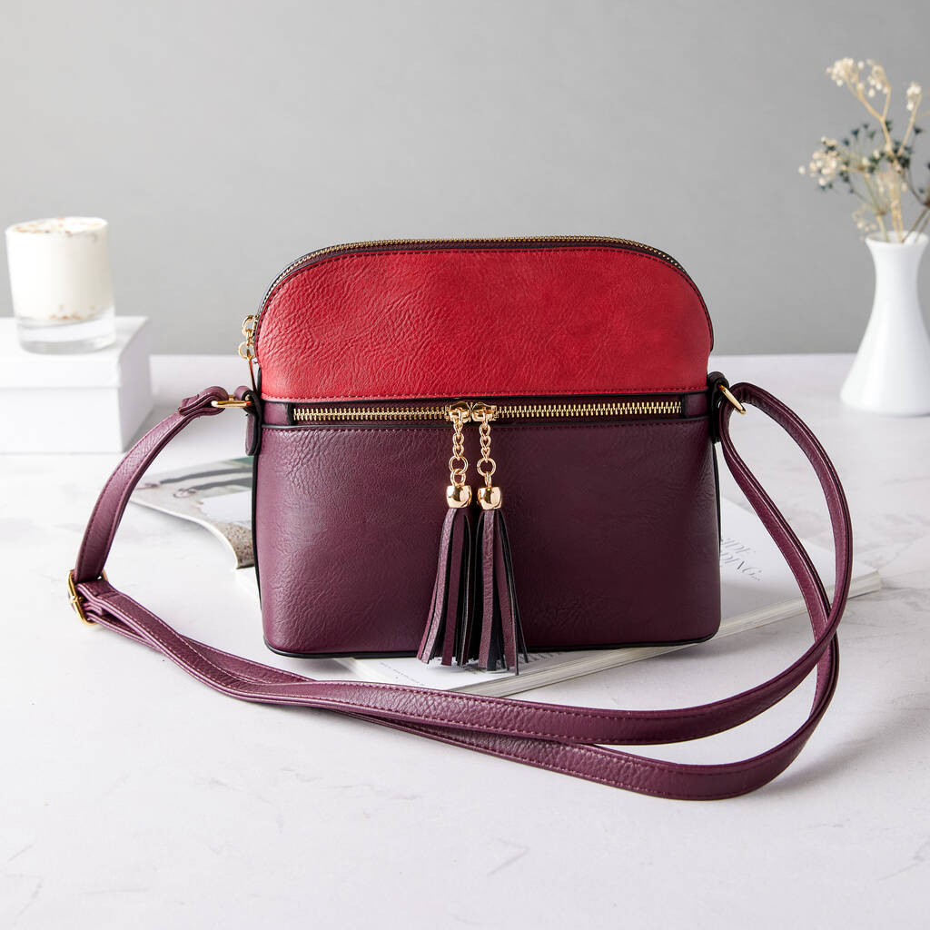 Personalised Colour Block Bag In Wine And Red By PoppyK ...