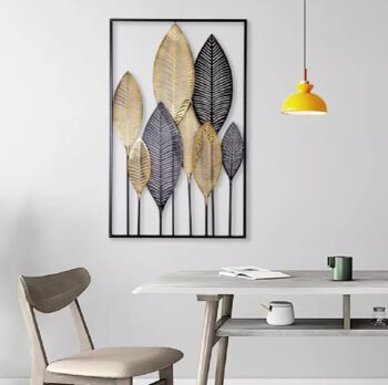 Modern Black And Gold Leaf Luxury Wall Art Decor, 11 of 12