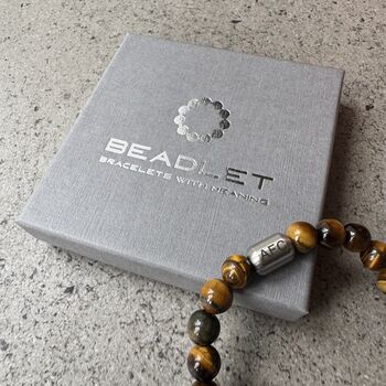Men's Arsenal Football Fan Tiger's Eye Bracelet, 3 of 6