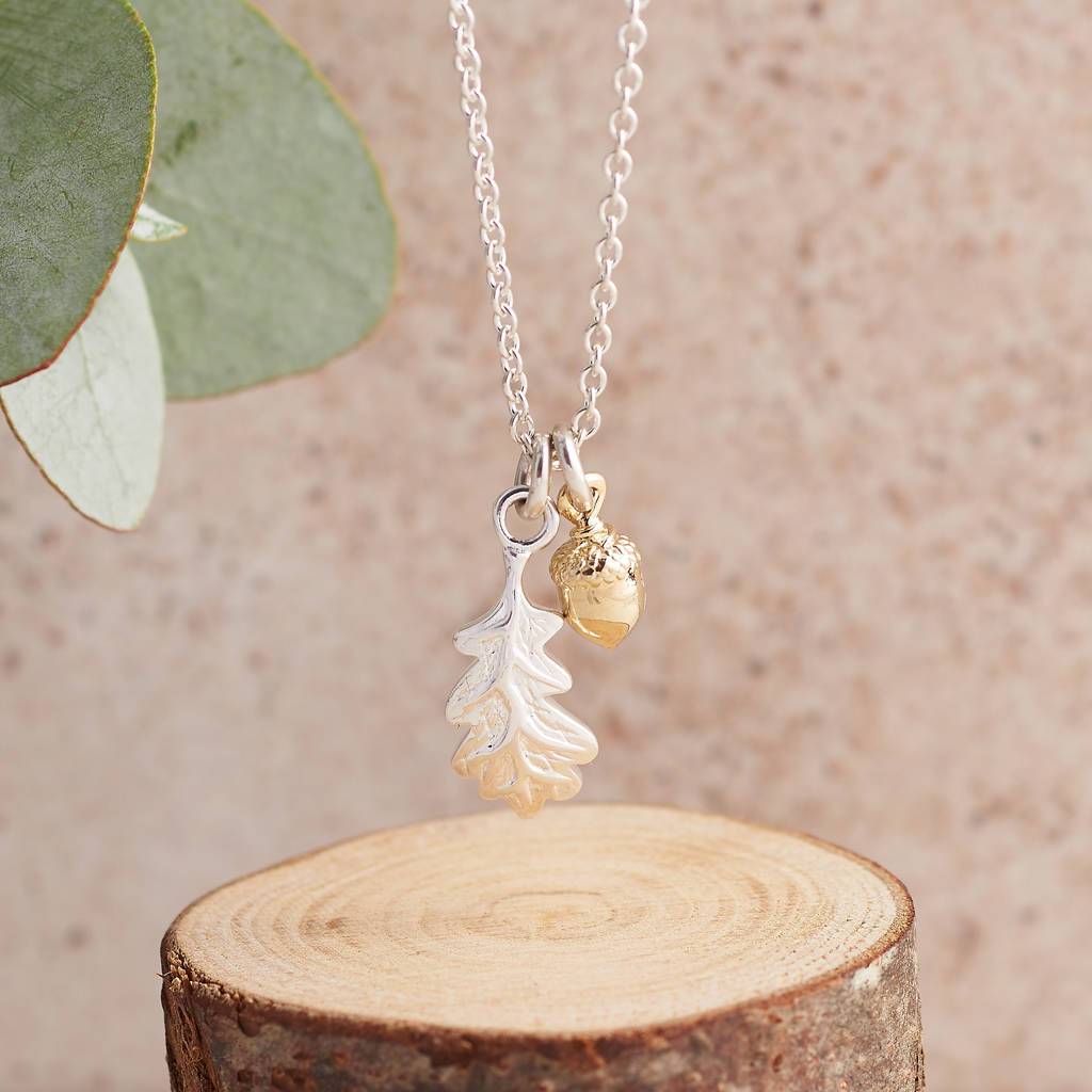 acorn and leaf necklace