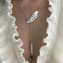Mother Of Pearl Feather Lariat Necklace, thumbnail 2 of 3
