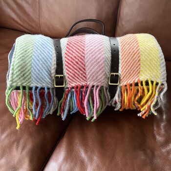 Waterproof Backed Rainbow Wool Picnic Rug, 4 of 5