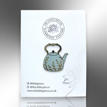 Kettle Teapot Hard Enamel Pin With Silver Decoration, 4 of 8