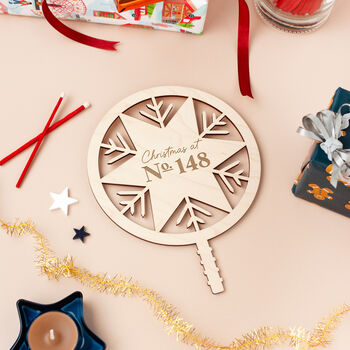 Personalised House Number Christmas Snowflake Tree Topper, 3 of 8