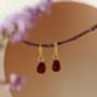Red Agate Pomegranate Seed Twisted Huggie Hoop Earrings, thumbnail 7 of 11