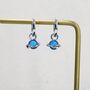 Sterling Silver Blue Opal Planet And Star Huggie Hoop Earrings, thumbnail 5 of 10