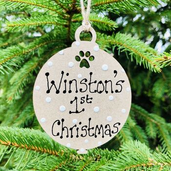 Personalised 1st Christmas Pet Paw Bauble Decoration, 2 of 3