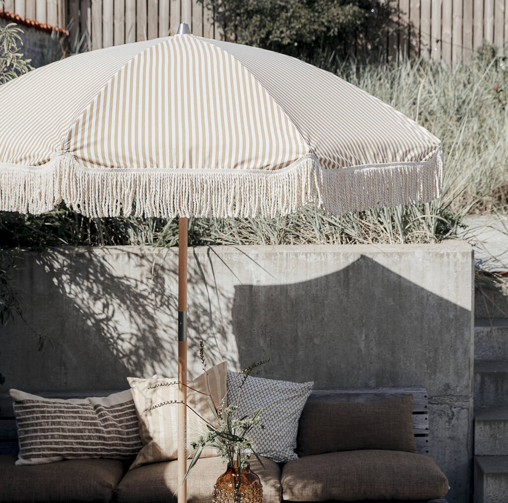 Pinstripe Parasol In Sand, 1 of 9