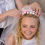 White Floral Bride Headband With Detachable Veil, thumbnail 1 of 9