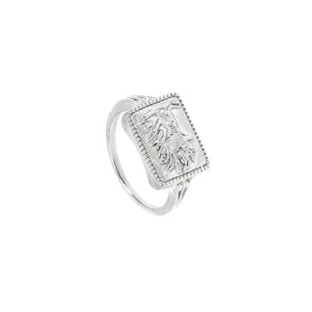 Durga's Lion Rectangle Signet Ring Silver, 6 of 9