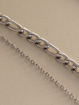 Waterproof Layered Chain Necklace In Silver, 2 of 3