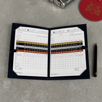 Personalised Recycled Leather Golf Score Card Holder, 2 of 5