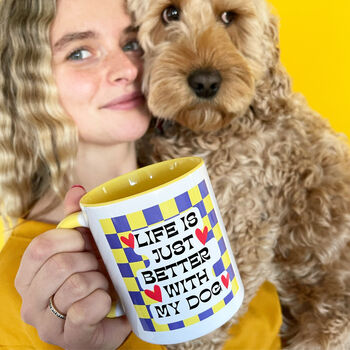 Life Is Better With My Dog Checkerboard Mug, 3 of 10