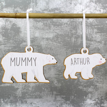 Set Of Four Polar Bear Family Hanging Decorations, 4 of 4