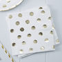White And Gold Foiled Polka Dot Paper Napkins, thumbnail 1 of 2