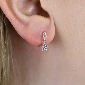 Sterling Silver Twinkling Star Dangle Earrings, 4 of 8