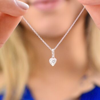 Sterling Silver Heart Birthstone Necklace, 3 of 8