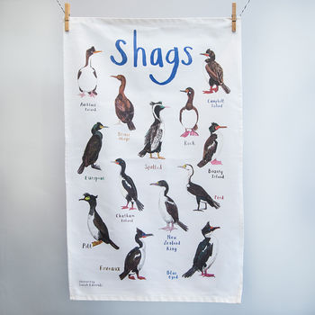 'Shags' Illustrated Bird Tea Towel, 3 of 3