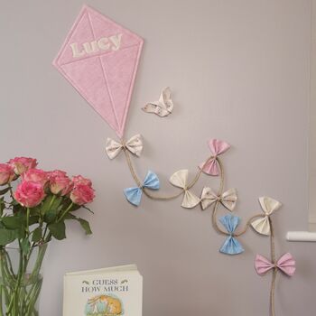 Cream Blue Pink Unisex Personalised Kite Nursery Decor, 10 of 12