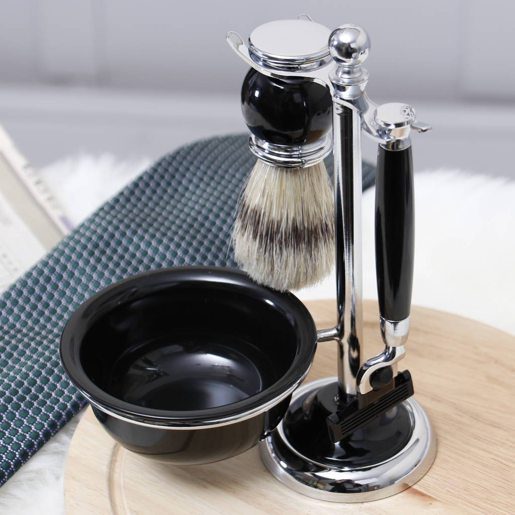 luxury mach three shaving set with brush and bowl by dibor