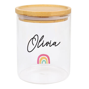 Personalised Rainbow Glass Jar With Bamboo Lid, 2 of 3