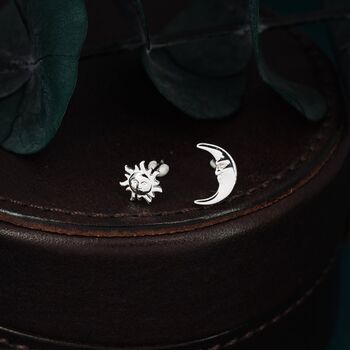 Mismatched Sun And Moon Stud Earrings, 8 of 12