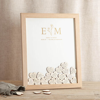 Floral Line Drawing Foiled Drop Top Frame Wedding Guest Book, 2 of 6