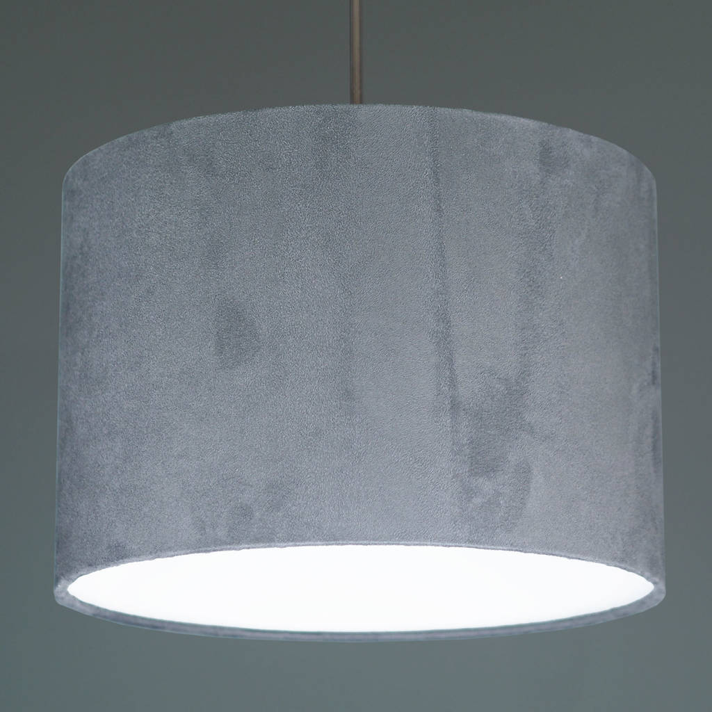 Dark Grey Suedette Fabric Drum Lampshade By Quirk Dark Grey Suedette Fabric Drum Lampshade