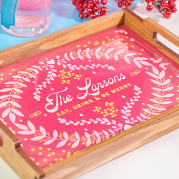 Personalised Wooden Christmas Family Drinks Tray, 2 of 4