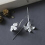 Sterling Silver Blooming Lily Statement Drop Earrings, thumbnail 5 of 6