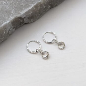 Crystal Quartz Micro Hoop Earrings, 2 of 5