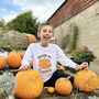 Personalised Halloween Pumpkin Picking Kids T Shirt, thumbnail 1 of 4