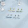 Tiny Opal Curved Bar Screw Back Earrings, thumbnail 3 of 11