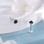 Sterling Silver Genuine Black Onyx Internally Threaded Flat Back Earrings, thumbnail 1 of 7