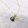 18k Gold Vermeil Plated Labradorite Initial Necklace, thumbnail 1 of 8