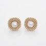 Mother Of Pearl 18k Gold Plated Stud Earrings, thumbnail 2 of 3