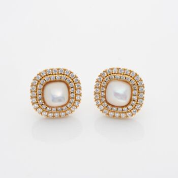 Mother Of Pearl 18k Gold Plated Stud Earrings, 2 of 3