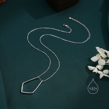Rhombus Pentagon Minimalist Necklace In Sterling Silver, 5 of 10