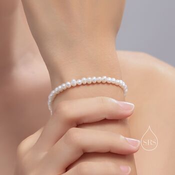 Sterling Silver Natural Freshwater Pearl Bracelet, 5 of 9