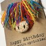 Rainbow Highland Cow Crochet Birthday Card Handmade Sprinkles, thumbnail 3 of 7