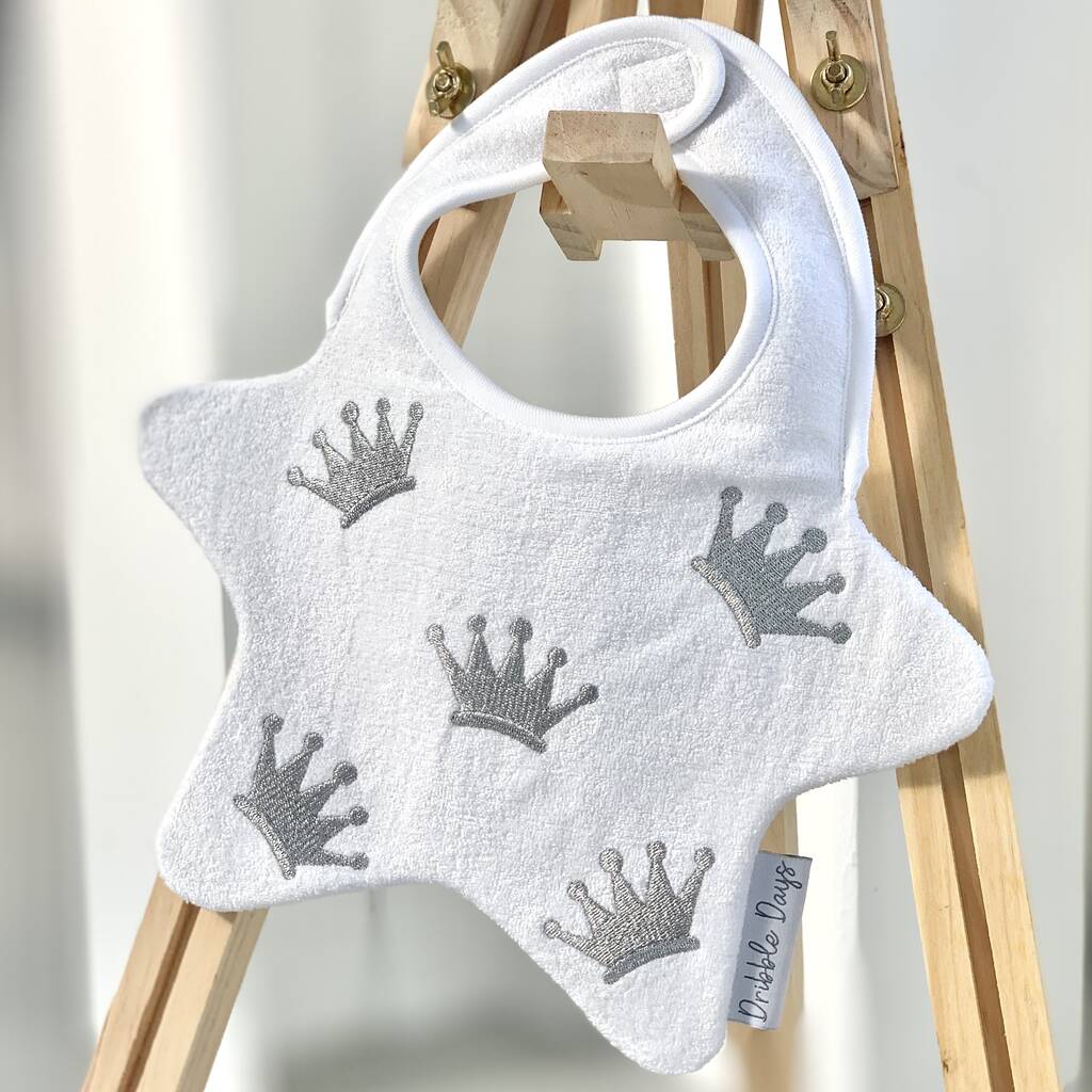 Baby Bib With Embroidered Crowns, 1 of 6
